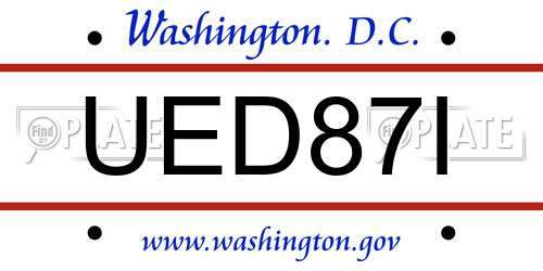 UED87I District Of Columbia License Plate