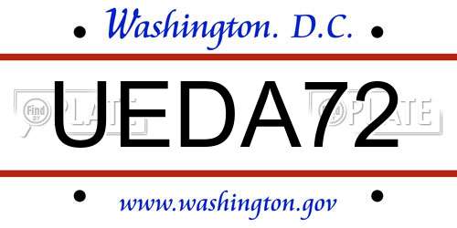 UEDA72 District Of Columbia License Plate