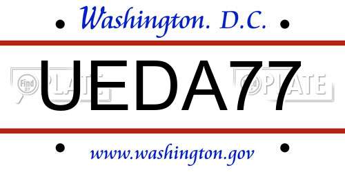 UEDA77 District Of Columbia License Plate