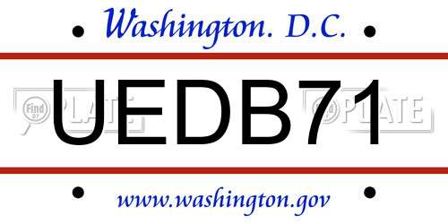 UEDB71 District Of Columbia License Plate
