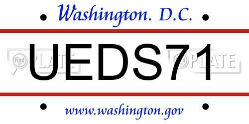 UEDS71 District Of Columbia License Plate