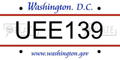 UEE139 District Of Columbia License Plate