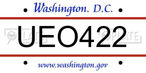UEO422 District Of Columbia License Plate