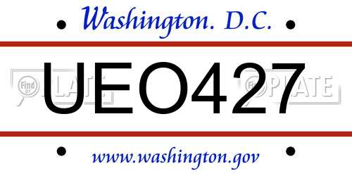 UEO427 District Of Columbia License Plate