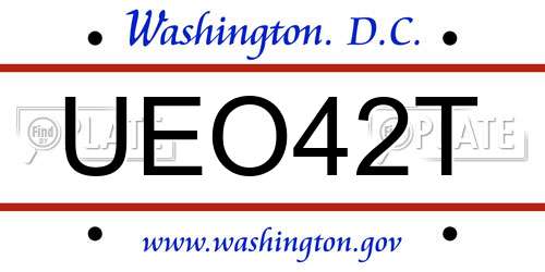 UEO42T District Of Columbia License Plate