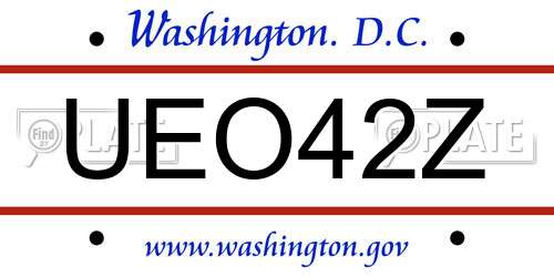 UEO42Z District Of Columbia License Plate