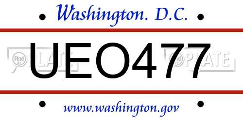 UEO477 District Of Columbia License Plate