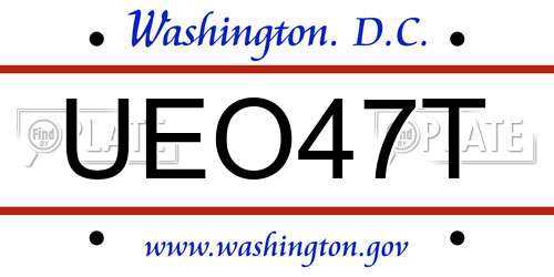 UEO47T District Of Columbia License Plate