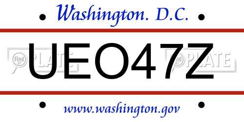UEO47Z District Of Columbia License Plate