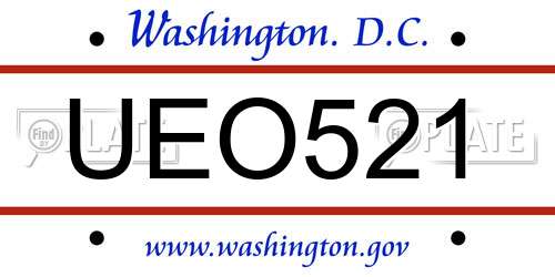 UEO521 District Of Columbia License Plate