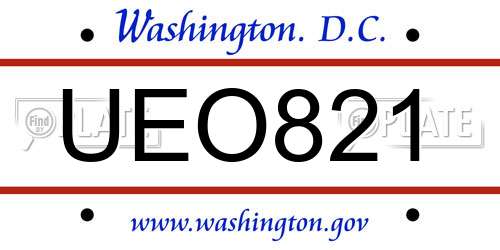UEO821 District Of Columbia License Plate