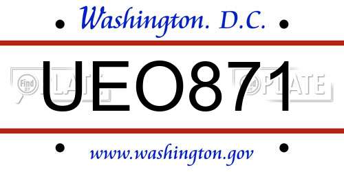 UEO871 District Of Columbia License Plate