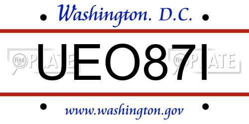 UEO87I District Of Columbia License Plate