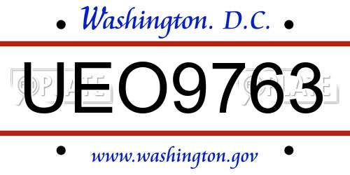 UEO9763 District Of Columbia License Plate