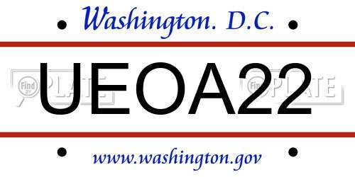 UEOA22 District Of Columbia License Plate