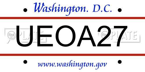 UEOA27 District Of Columbia License Plate