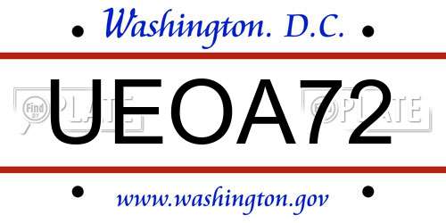 UEOA72 District Of Columbia License Plate