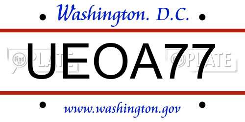 UEOA77 District Of Columbia License Plate