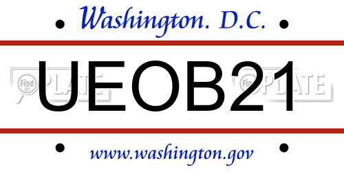 UEOB21 District Of Columbia License Plate