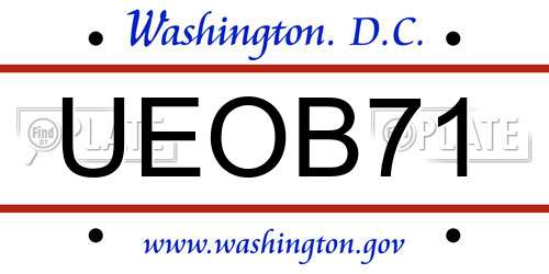 UEOB71 District Of Columbia License Plate