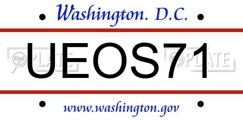 UEOS71 District Of Columbia License Plate