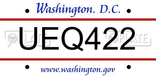 UEQ422 District Of Columbia License Plate