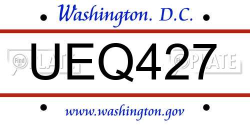 UEQ427 District Of Columbia License Plate
