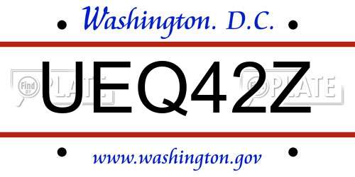 UEQ42Z District Of Columbia License Plate