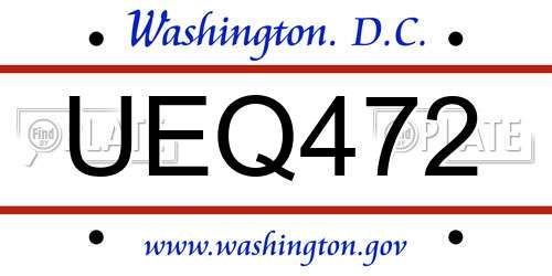 UEQ472 District Of Columbia License Plate