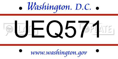 UEQ571 District Of Columbia License Plate