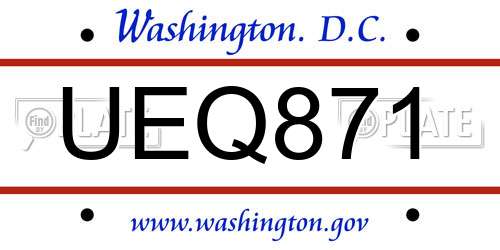 UEQ871 District Of Columbia License Plate