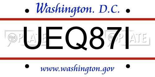 UEQ87I District Of Columbia License Plate