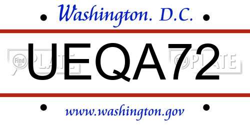 UEQA72 District Of Columbia License Plate