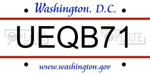 UEQB71 District Of Columbia License Plate
