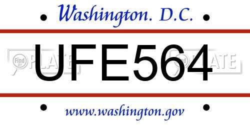 UFE564 District Of Columbia License Plate