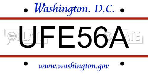 UFE56A District Of Columbia License Plate