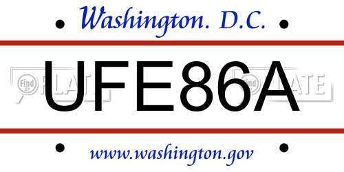 UFE86A District Of Columbia License Plate