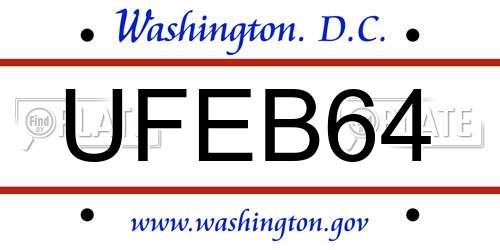 UFEB64 District Of Columbia License Plate