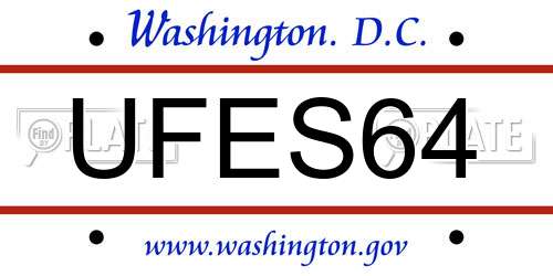 UFES64 District Of Columbia License Plate