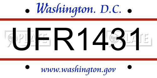 UFR1431 District Of Columbia License Plate
