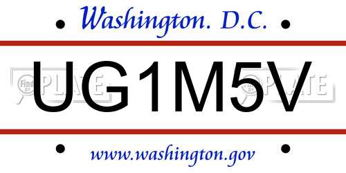 UG1M5V District Of Columbia License Plate