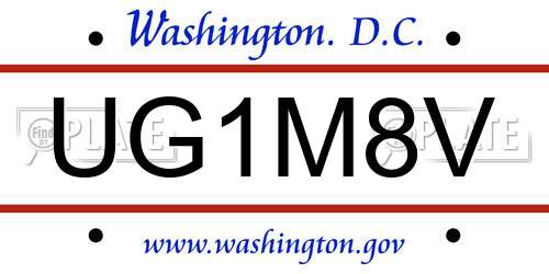UG1M8V District Of Columbia License Plate