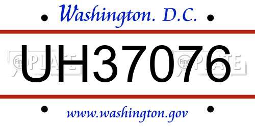 UH37076 District Of Columbia License Plate