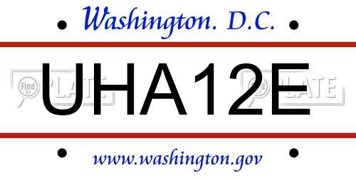 UHA12E District Of Columbia License Plate
