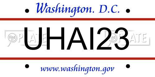 UHAI23 District Of Columbia License Plate