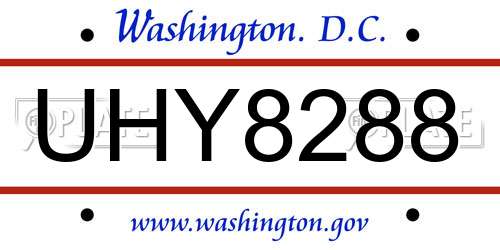 UHY8288 District Of Columbia License Plate