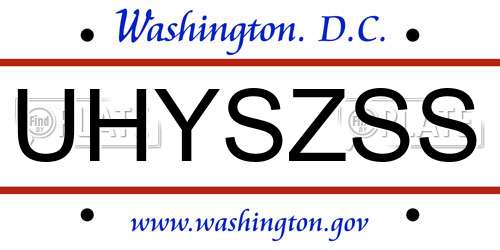 UHYSZSS District Of Columbia License Plate