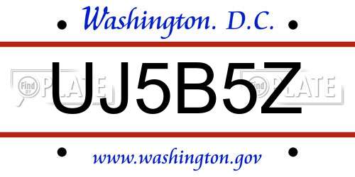UJ5B5Z District Of Columbia License Plate