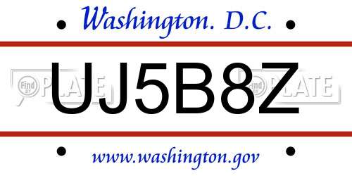UJ5B8Z District Of Columbia License Plate