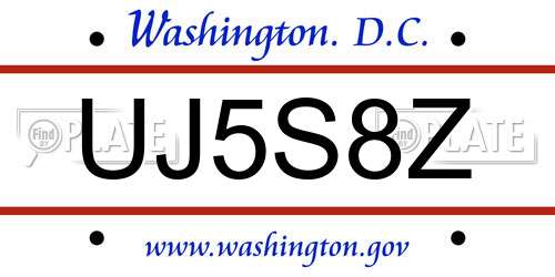 UJ5S8Z District Of Columbia License Plate